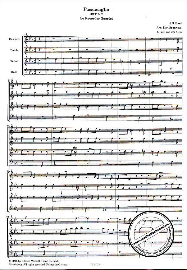 Notenbild für FE -B024 - PASSACAGLIA C-MOLL BWV 582
