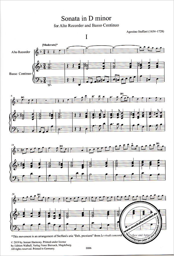 Notenbild für FE -IH0006 - Sonate d-moll