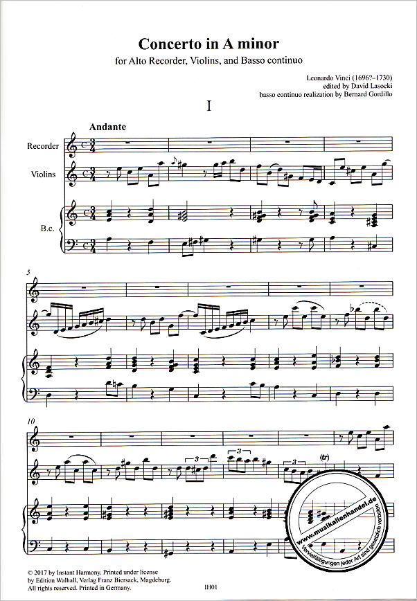 Notenbild für FE -IH01 - Konzert a-moll