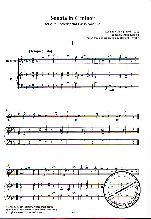 Notenbild für FE -IH03 - Sonate c-moll
