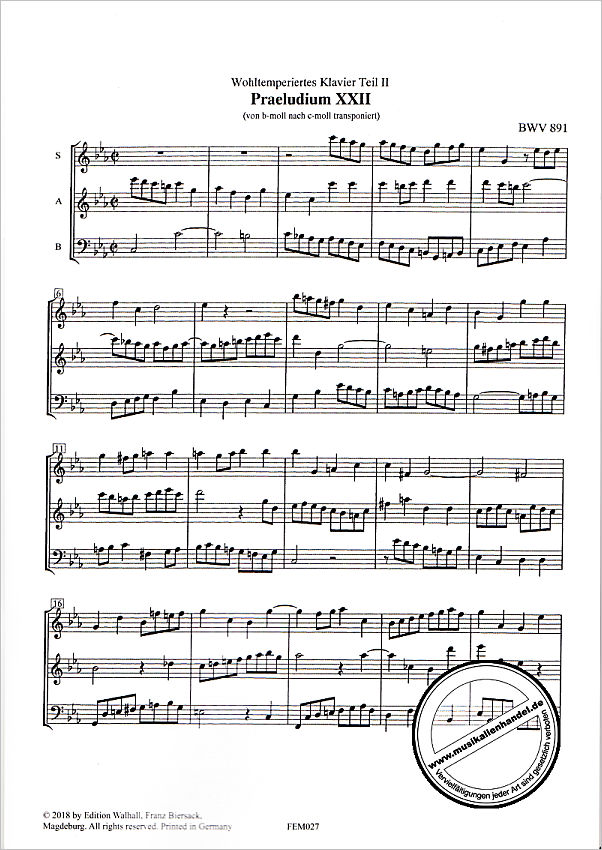 Notenbild für FE -M027 - Präludium 12 BWV 891