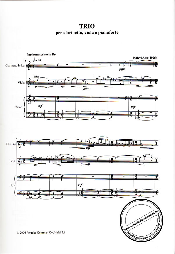 Notenbild für FENNICA 700-1 - Trio