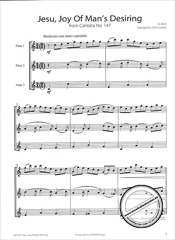 Notenbild für FENTONE -M517 - JESUS BLEIBET MEINE FREUDE (KANTATE BWV 147)