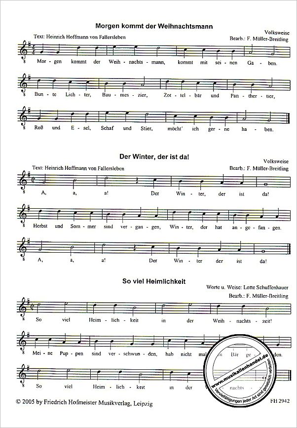 Notenbild für FH 2942 - WEIHNACHTSLIEDER