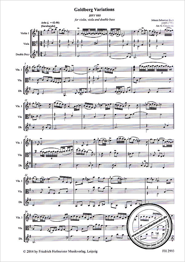 Notenbild für FH 2993 - GOLDBERG VARIATIONEN BWV 988
