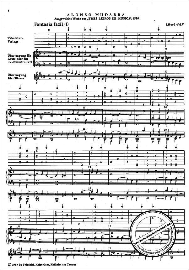 Notenbild für FH 4561 - AUSGEWAEHLTE WERKE AUS TRES LIBROS DE MUSICA 1546