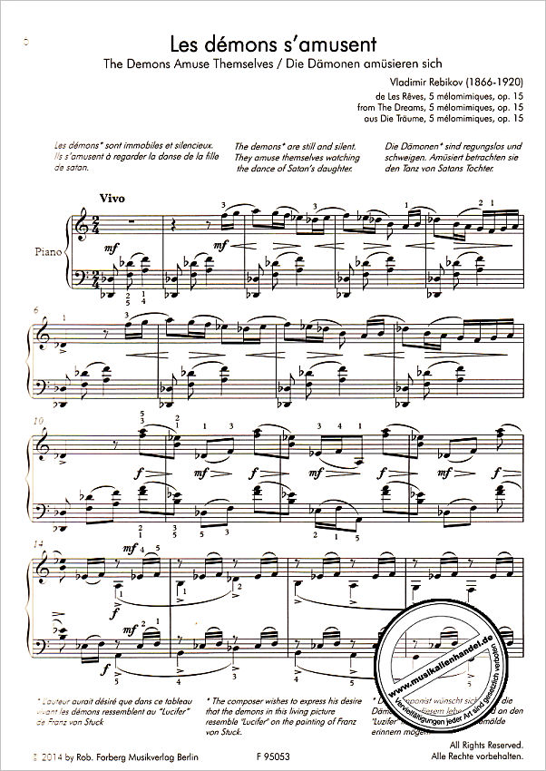 Notenbild für FORBERG 95053 - 15 PIANO PIECES