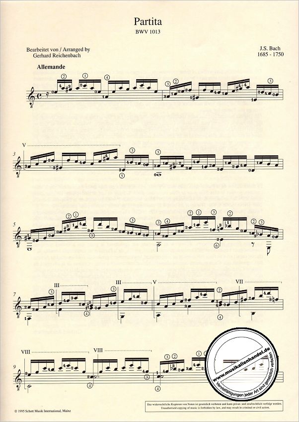Notenbild für GA 525 - PARTITA A-MOLL BWV 1013
