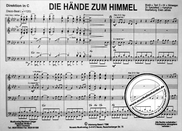 Notenbild für GEIGER 01-38-BB - DIE HAENDE ZUM HIMMEL