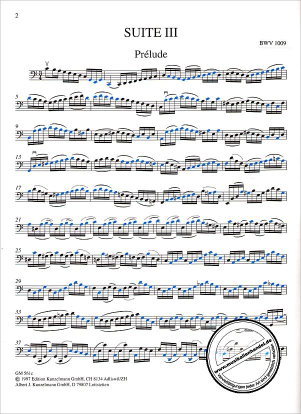 Notenbild für GM 561C - SUITE 3 C-DUR BWV 1009 (VC)