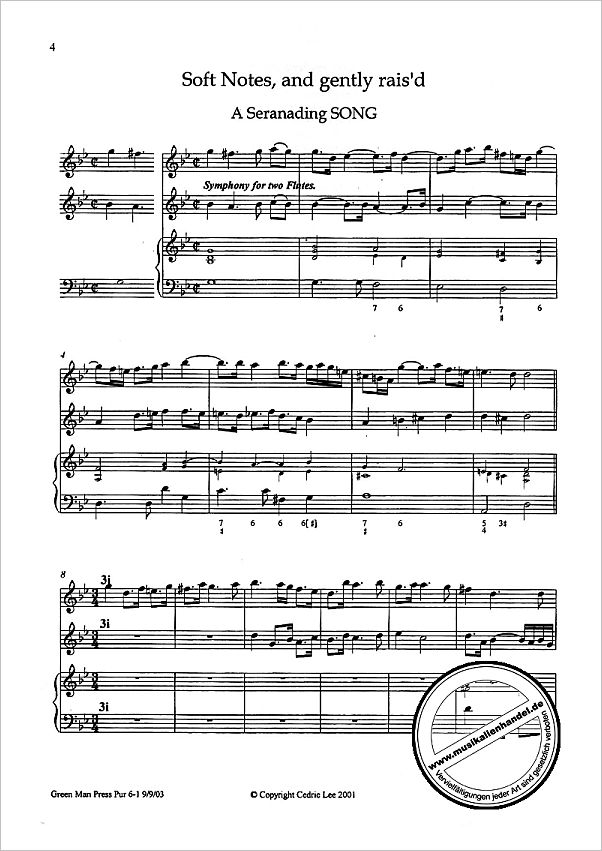 Notenbild für GREEN -PUR-6 - 2 SONGS WITH FLUTES (ORPHEUS BRITANNICUS)