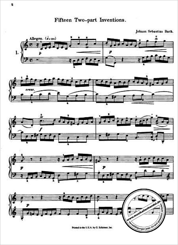 Notenbild für GS 25668 - 15 ZWEISTIMMIGE INVENTIONEN BWV 772-786
