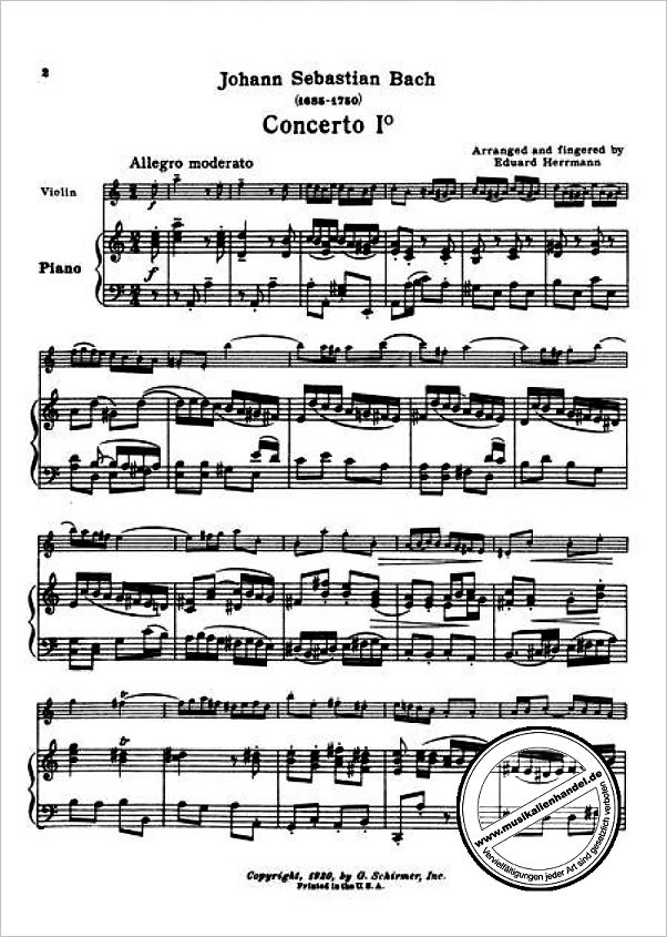 Notenbild für GS 25898 - KONZERT 1 A-MOLL BWV 1041 - VL