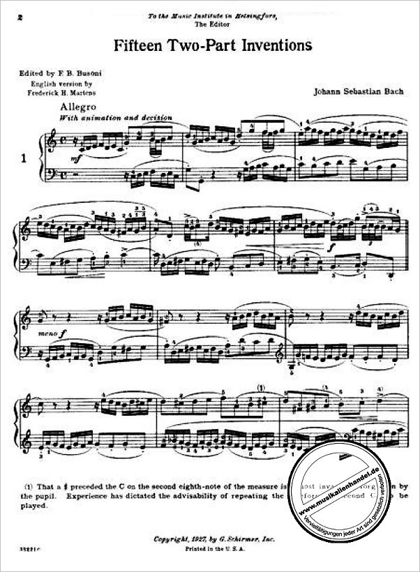 Notenbild für GS 25979 - 15 ZWEISTIMMIGE INVENTIONEN BWV 772-786
