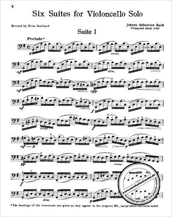 Notenbild für GS 26015 - 6 SUITEN BWV 1007-1012 (VC)