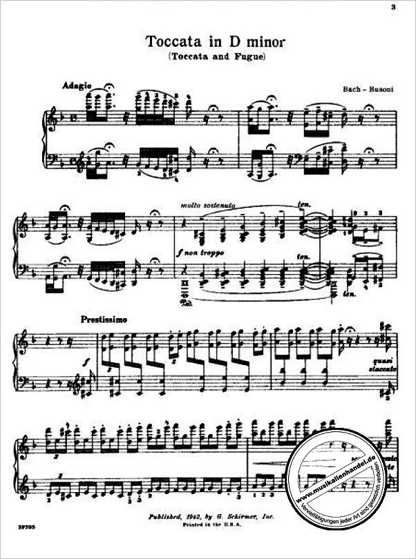 Notenbild für GS 26060 - TOCCATA + FUGE D-MOLL BWV 565