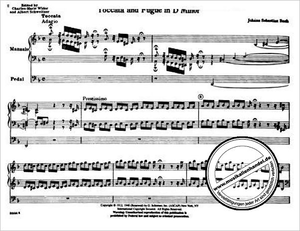 Notenbild für GS 27604 - TOCCATA + FUGE D-MOLL BWV 565