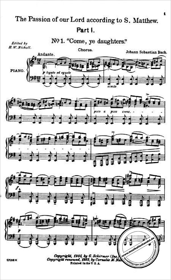 Notenbild für GS 32415 - MATTHAEUS PASSION BWV 244