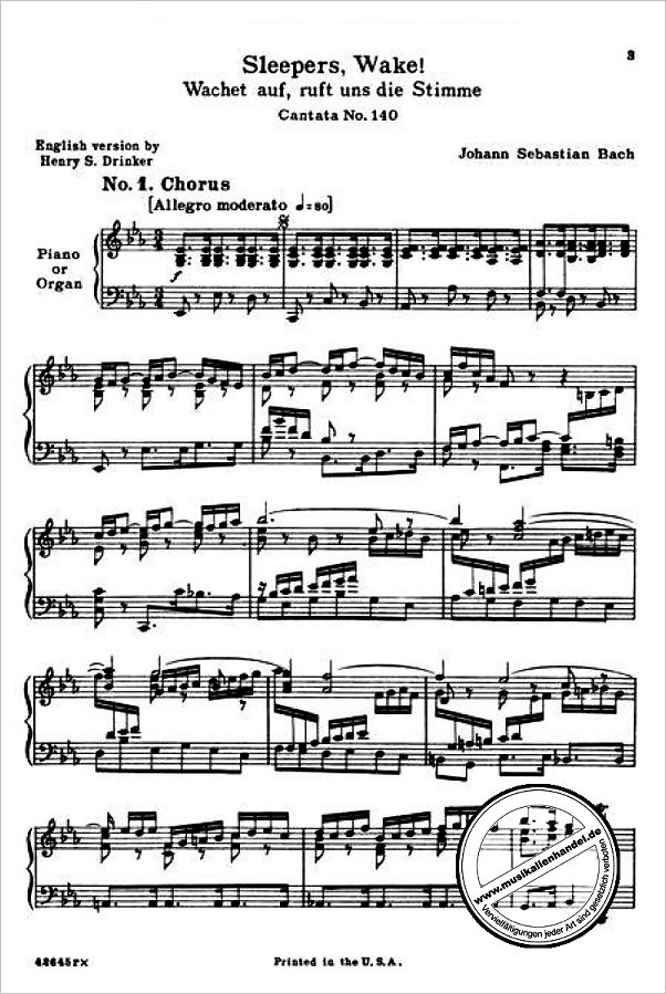 Notenbild für GS 32455 - KANTATE 140 WACHET AUF RUFT UNS DIE STIMME BWV 140