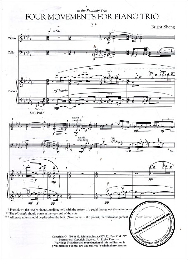 Notenbild für GS 82004 - 4 MOVEMENTS FOR PIANO TRIO