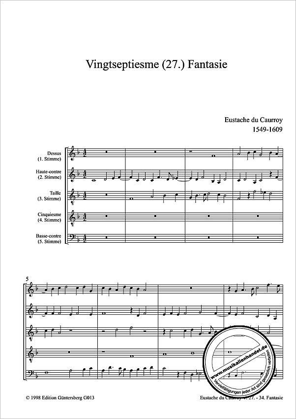 Notenbild für GUENTER -G013 - FANTASIEN 5 (27-34)