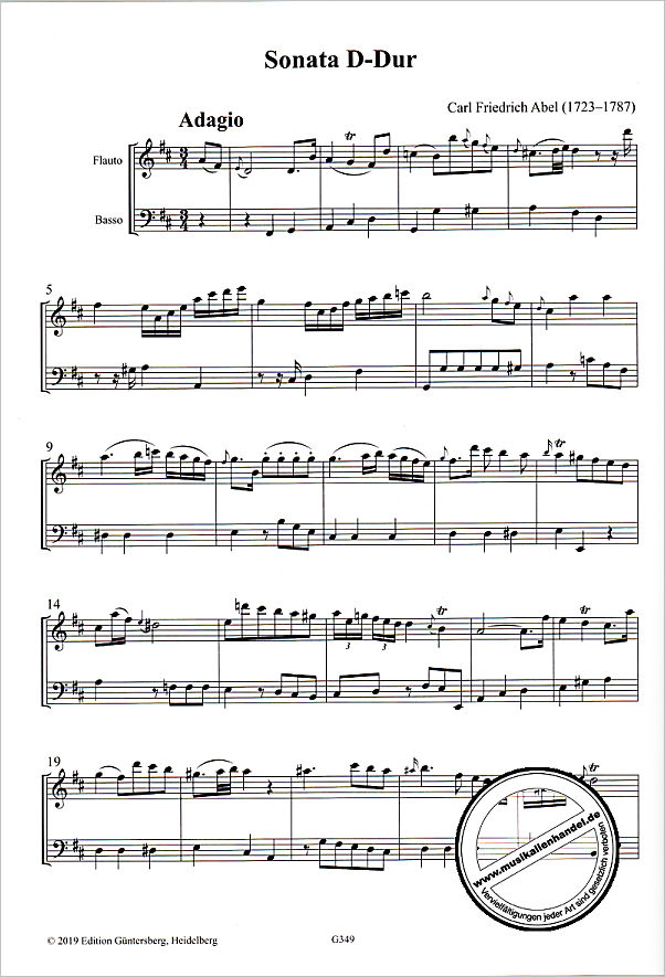 Notenbild für GUENTER -G349 - Sonata D-Dur