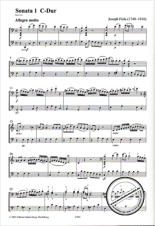 Notenbild für GUENTER -G385 - Sonate 1 C-Dur