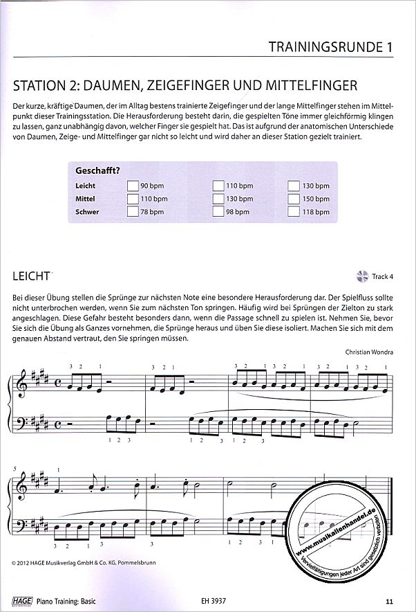Notenbild für HAGE 3937 - PIANO TRAINING - BASIC