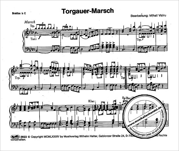Notenbild für HAL 2823 - TORGAUER MARSCH / PRAESENTIERMARSCH / LAUENBURGER MARSCH