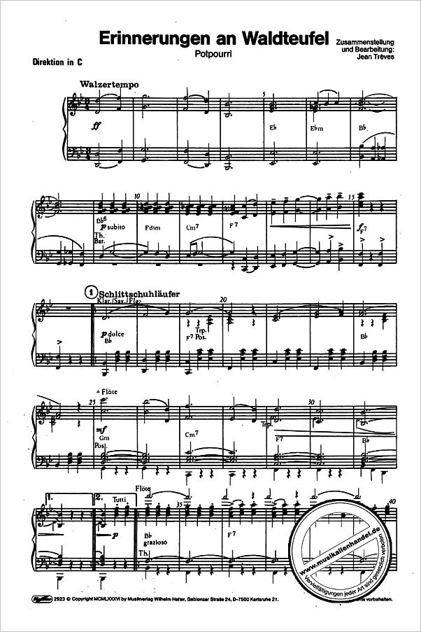 Notenbild für HAL 2923 - ERINNERUNGEN AN WALDTEUFEL - POTPOURRI