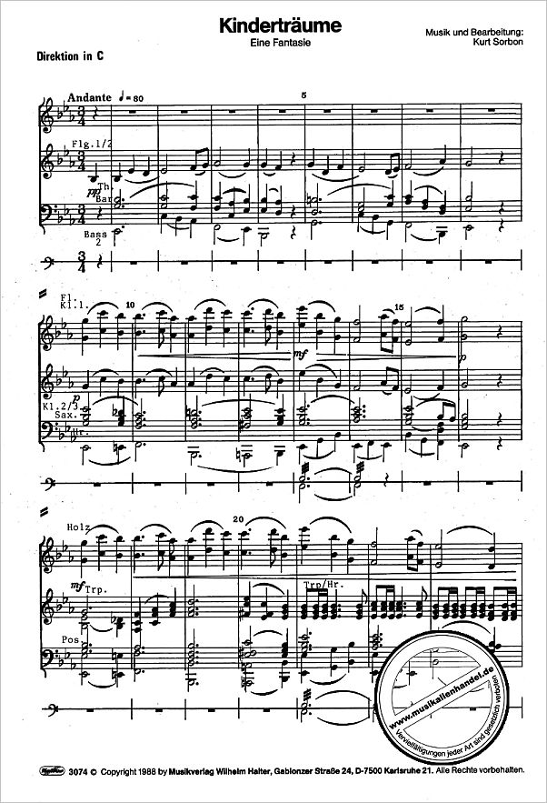 Notenbild für HAL 3074 - KINDERTRAEUME + TRANSEAMUS + TRUMPET TUNE
