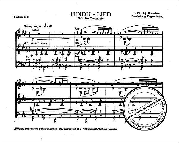Notenbild für HAL 3263-4 - HINDU LIED + TIRITOMBA