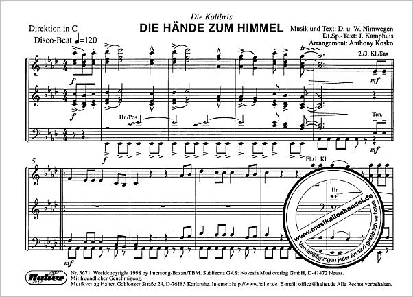 Notenbild für HAL 3671 - DIE HAENDE ZUM HIMMEL