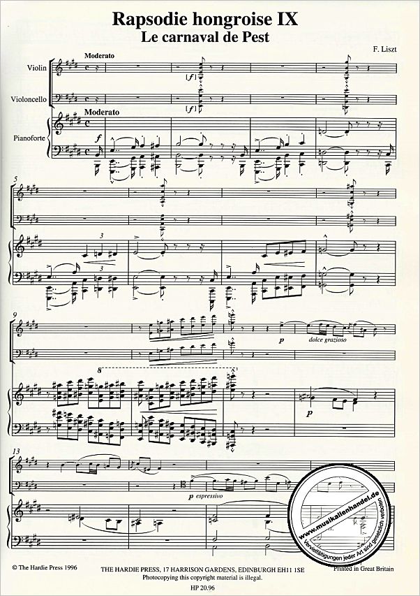 Notenbild für HARDIE -LS11 - COMPLETE MUSIC FOR PIANOFORTE VIOLIN AND VIOLONCELLO