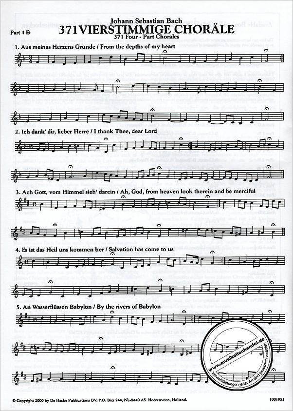 Notenbild für HASKE 1001953 - 371 VIERSTIMMIGE CHORAELE