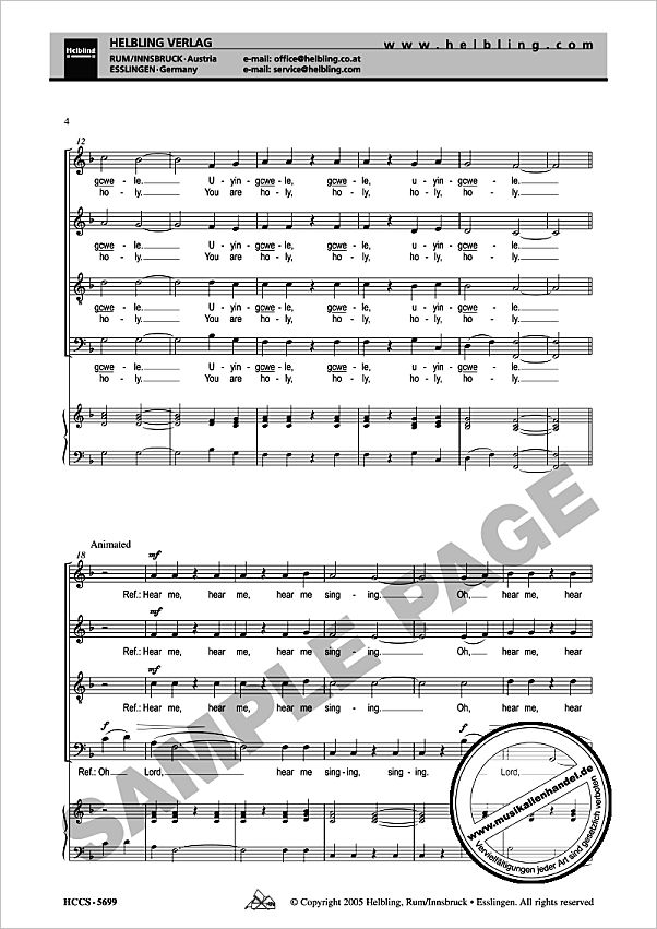 Notenbild für HELBL -HCCS-5699 - UYINGCWELE BABA (YOU ARE HOLY MY LORD)