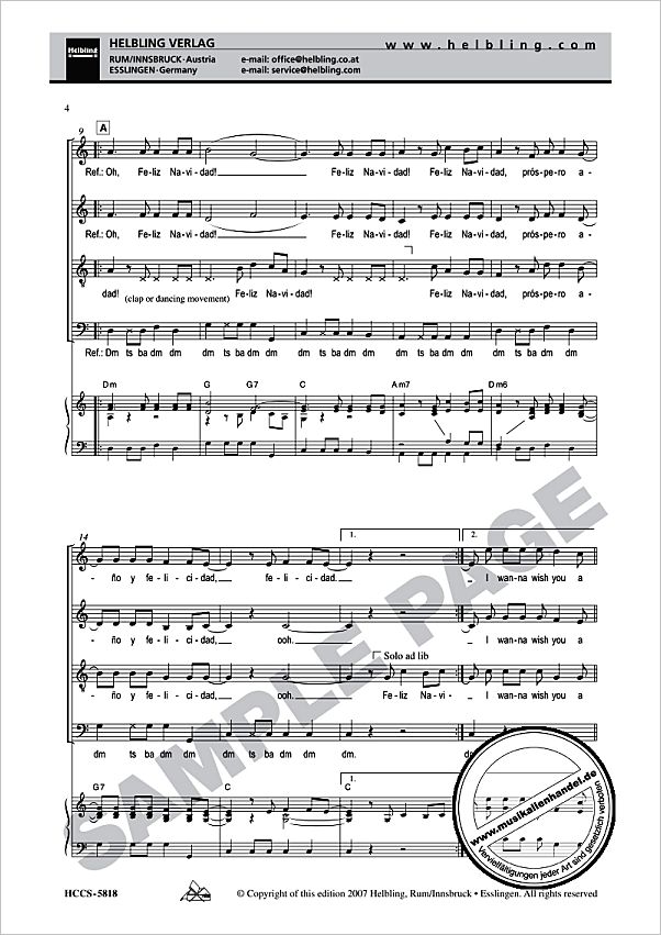 Notenbild für HELBL -HCCS-5818 - FELIZ NAVIDAD