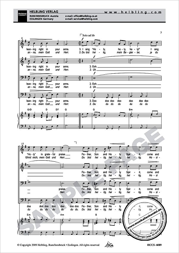 Notenbild für HELBL -HCCS-6089 - I SING HOLY - DU BIST HEILIG