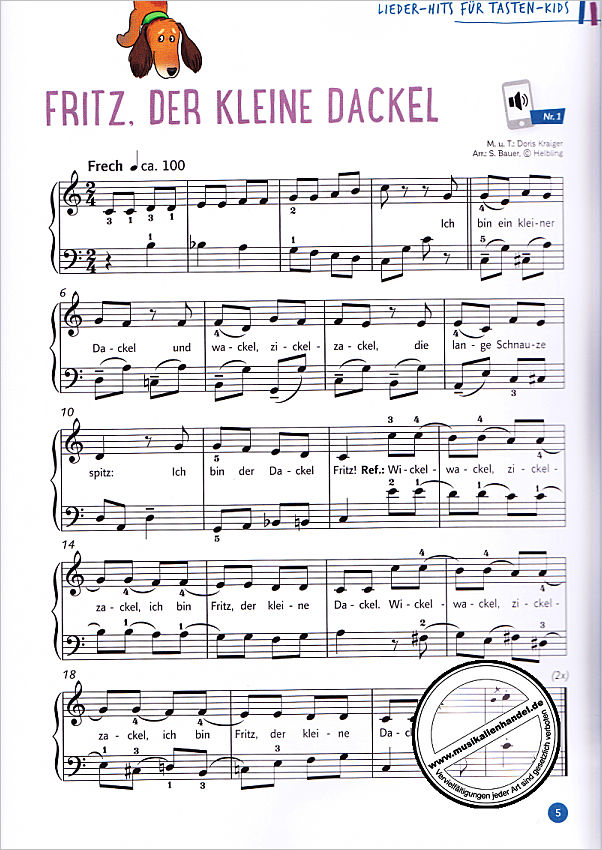 Notenbild für HELBL -I8279 - Lieder Hits für Tasten Kids 2 | 22 beliebte Kinderlieder für Klavier