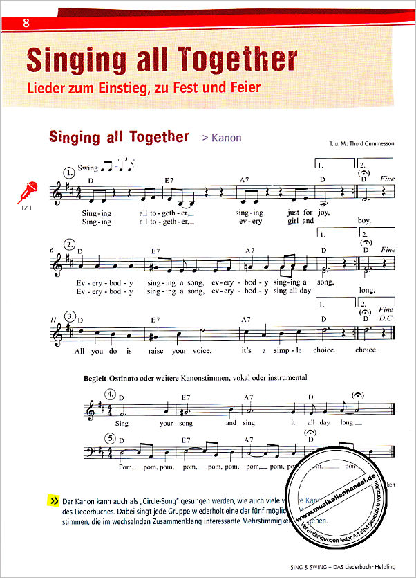 Notenbild für HELBL -S7289 - SING + SWING - DAS NEUE LIEDERBUCH