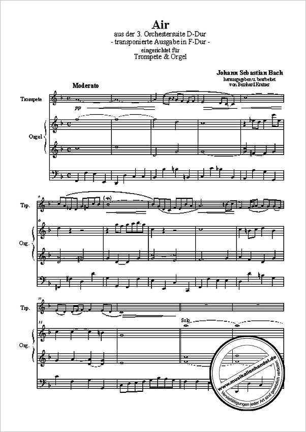 Notenbild für HER 0329-O - AIR (ORCHESTERSUITE 3 BWV 1068) FASSUNG F-DUR