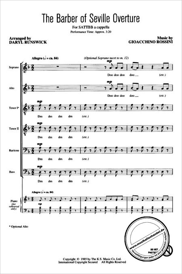 Notenbild für HL 8743751 - IL BARBIERE DI SIVIGLIA - OUVERTUERE