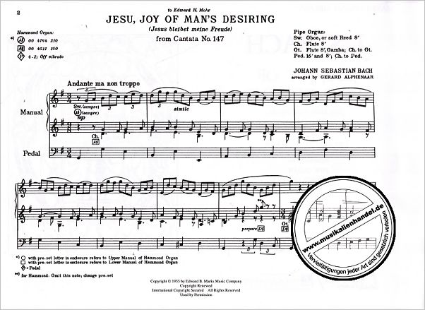 Notenbild für HL 9571 - JESUS BLEIBET MEINE FREUDE (KANTATE BWV 147)