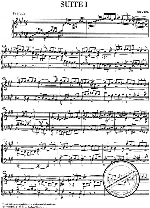 Notenbild für HN 100 - ENGLISCHE SUITEN BWV 806-811