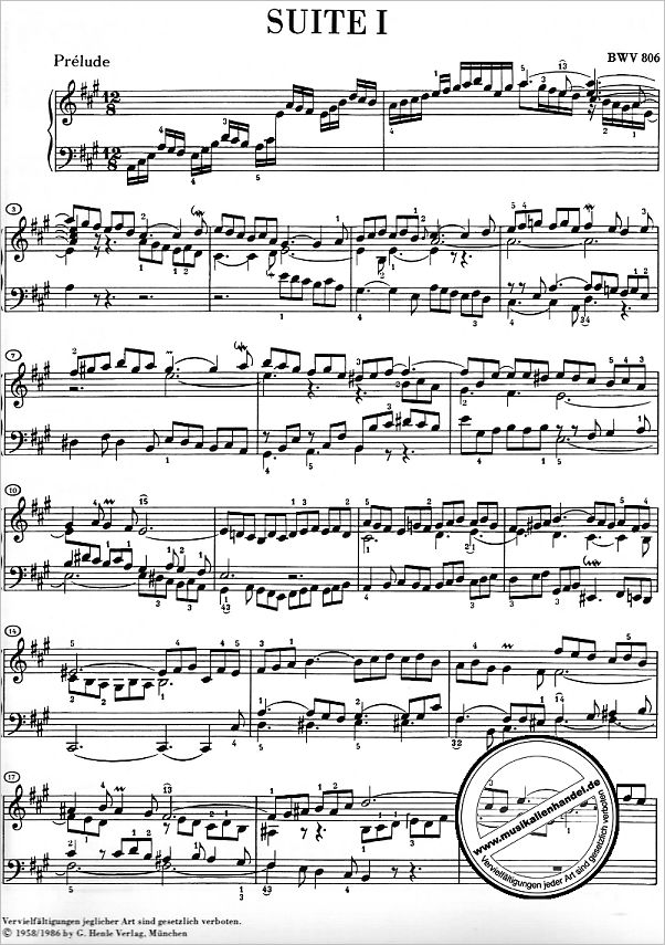 Notenbild für HN 101 - ENGLISCHE SUITEN BWV 806-811