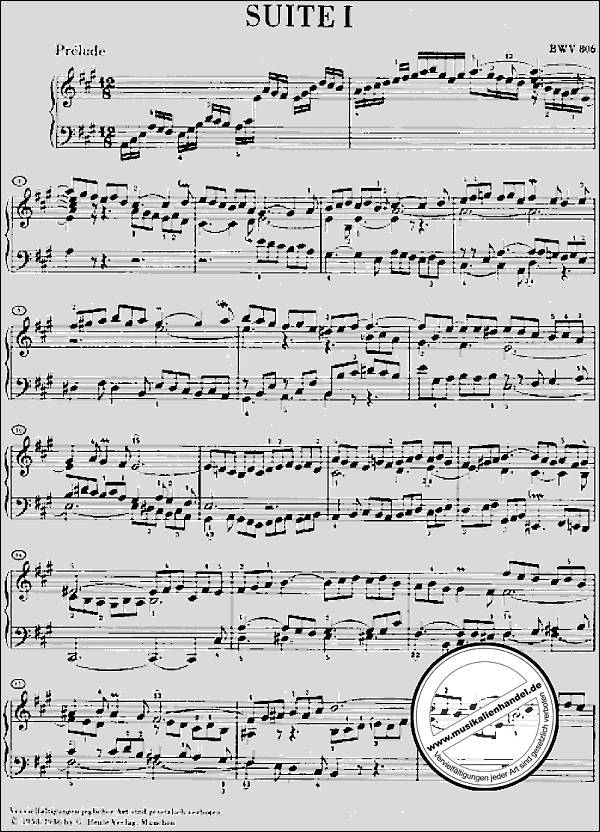 Notenbild für HN 102 - ENGLISCHE SUITEN 1-3  BWV 806-808