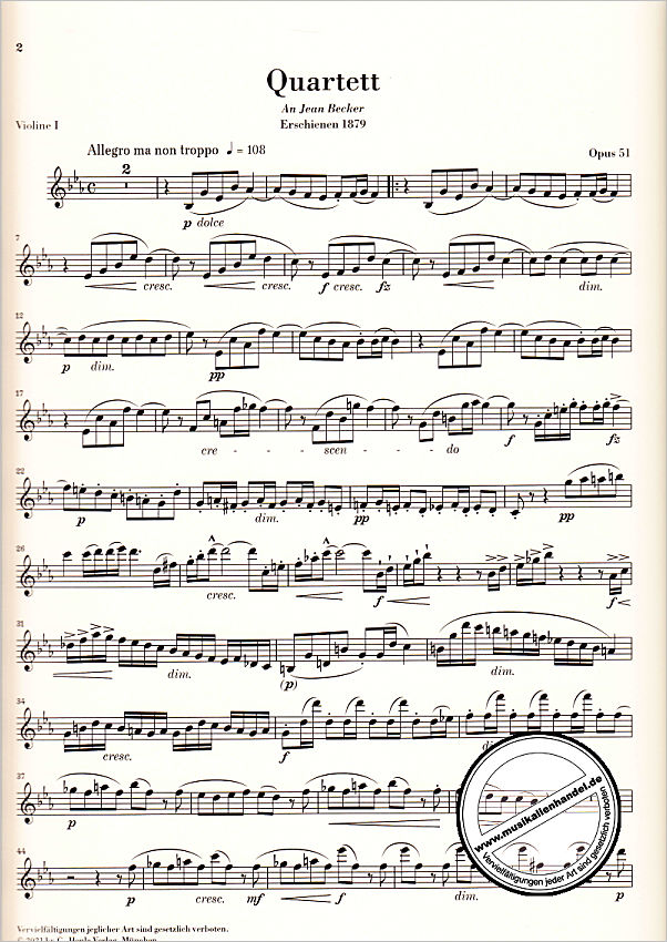 Notenbild für HN 1021 - Quartett 10 Es-Dur op 51