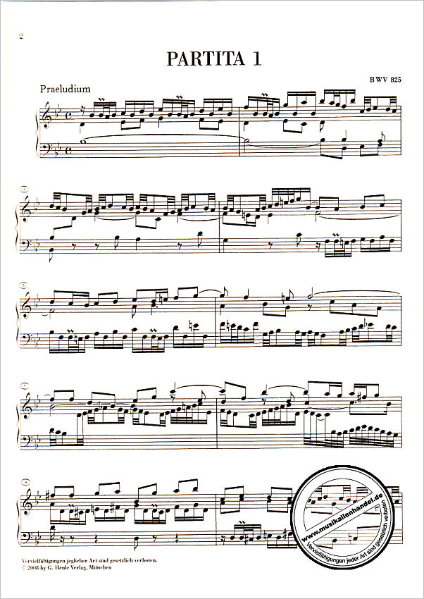 Notenbild für HN 1028 - 6 PARTITEN BWV 825-830