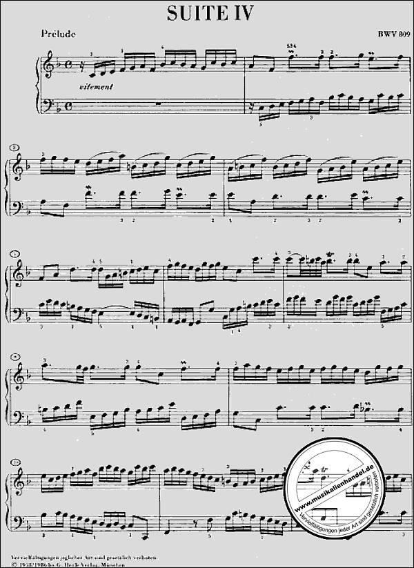 Notenbild für HN 103 - ENGLISCHE SUITEN 4-6  BWV 809-811
