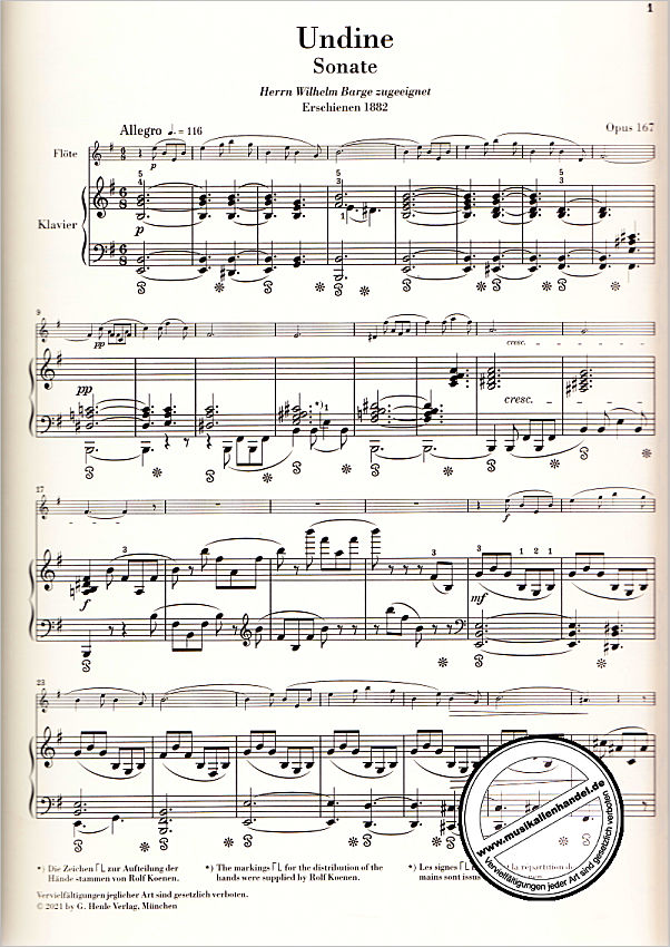 Notenbild für HN 1047 - Undine Sonate op 167